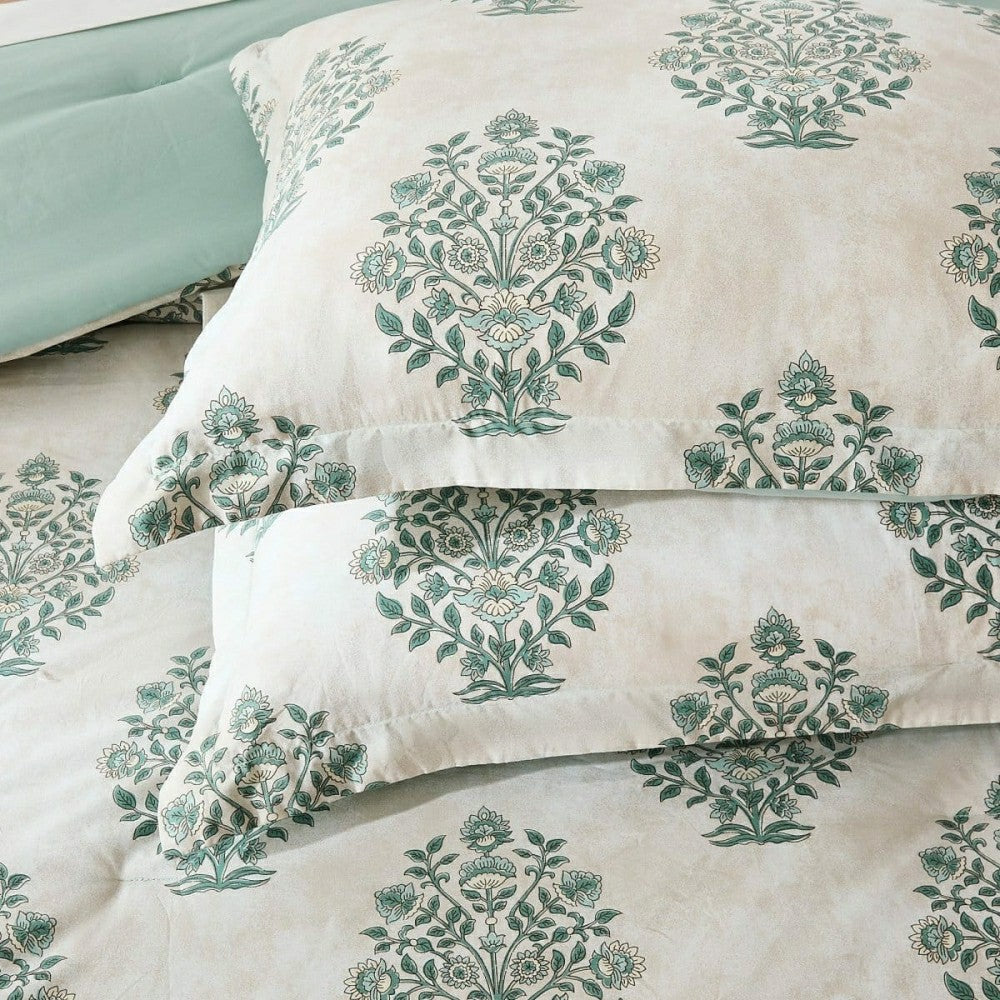 Sofia Flower Block Bouquet Cotton Comforter Set | Plow & Hearth