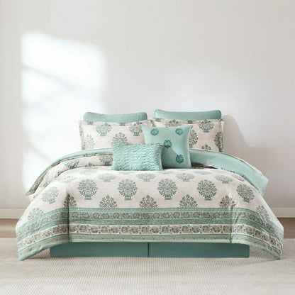 Sofia Flower Block Bouquet Cotton Comforter Set | Plow & Hearth