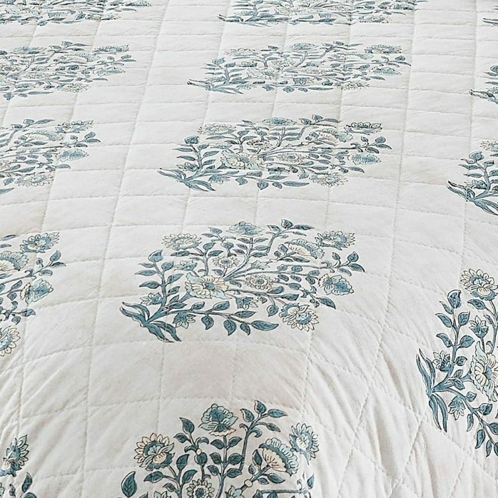 Sofia Flower Block Bouquet Reversible Cotton Quilt 3Pc Set | Plow & Hearth