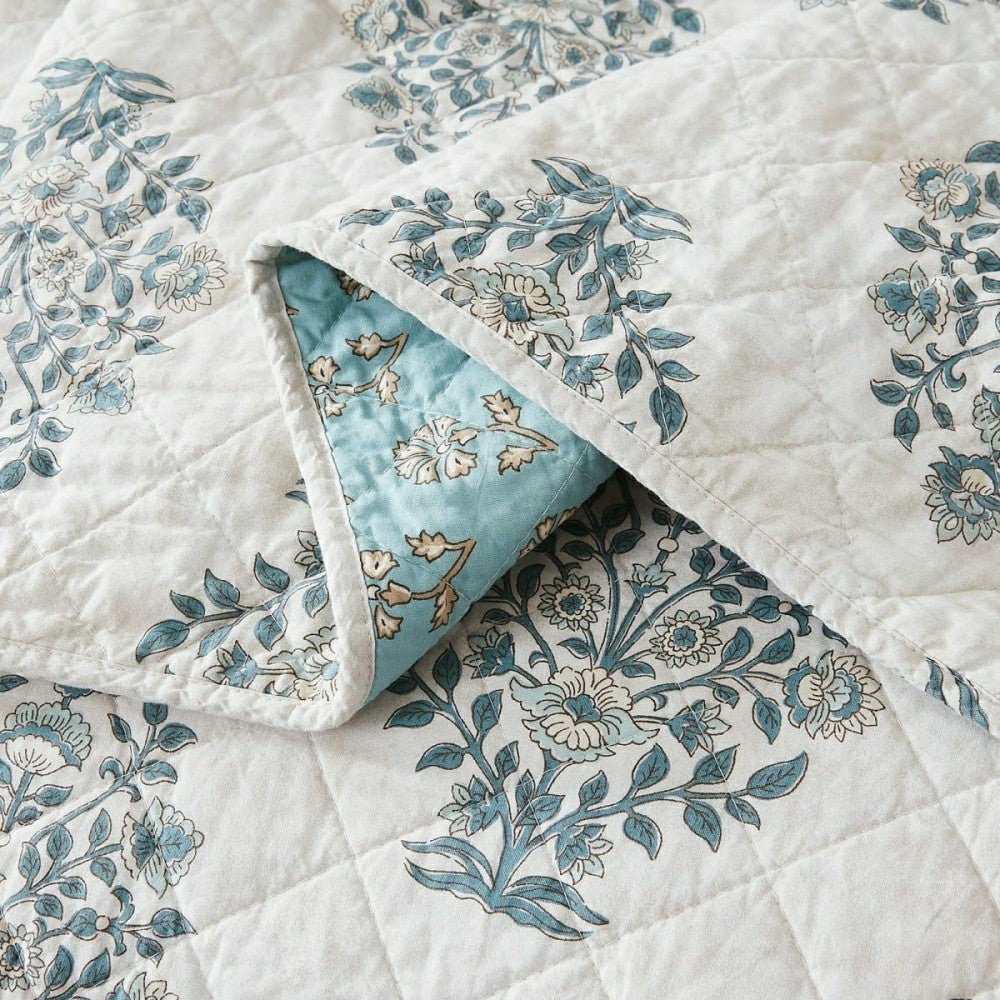 Sofia Flower Block Bouquet Reversible Cotton Quilt 3Pc Set | Plow & Hearth
