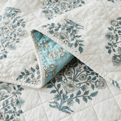 Sofia Flower Block Bouquet Reversible Cotton Quilt 3Pc Set | Plow & Hearth