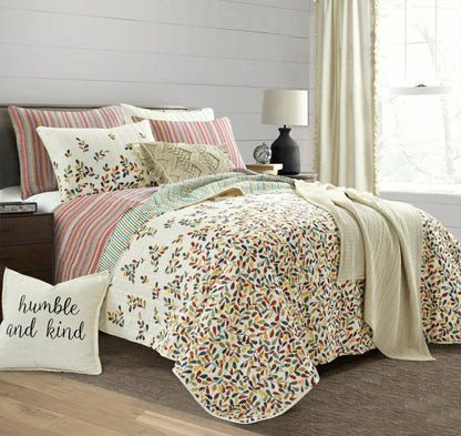 Tracy Stripe Pick Stitch Kantha Yarn Dyed Cotton Woven Quilt/Coverlet  | Plow & Hearth