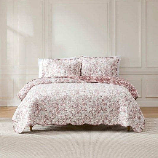 Peony Toile Reversible Cotton Quilt Set | Plow & Hearth