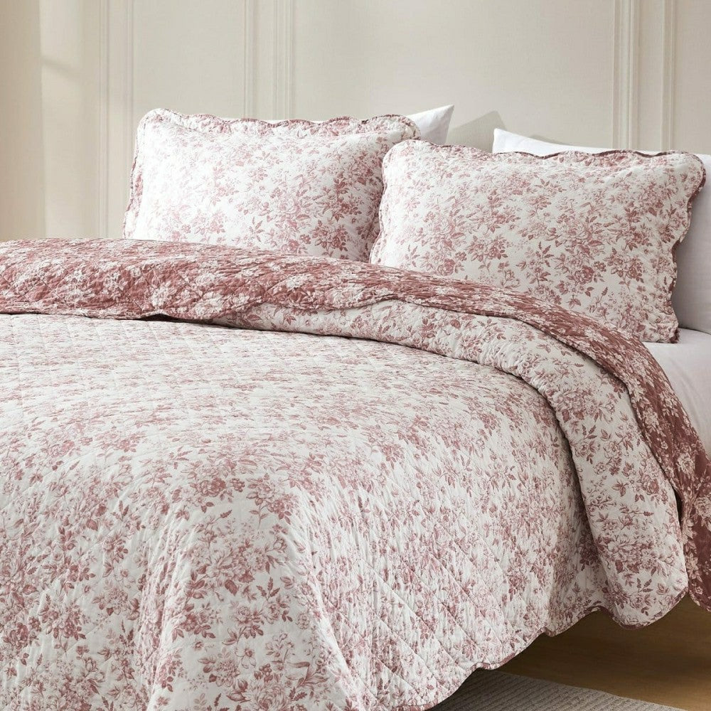 Peony Toile Reversible Cotton Quilt Set | Plow & Hearth
