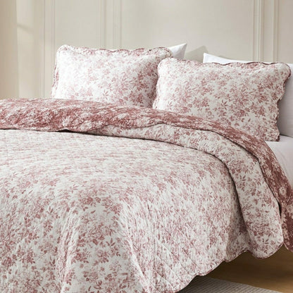 Peony Toile Reversible Cotton Quilt Set | Plow & Hearth