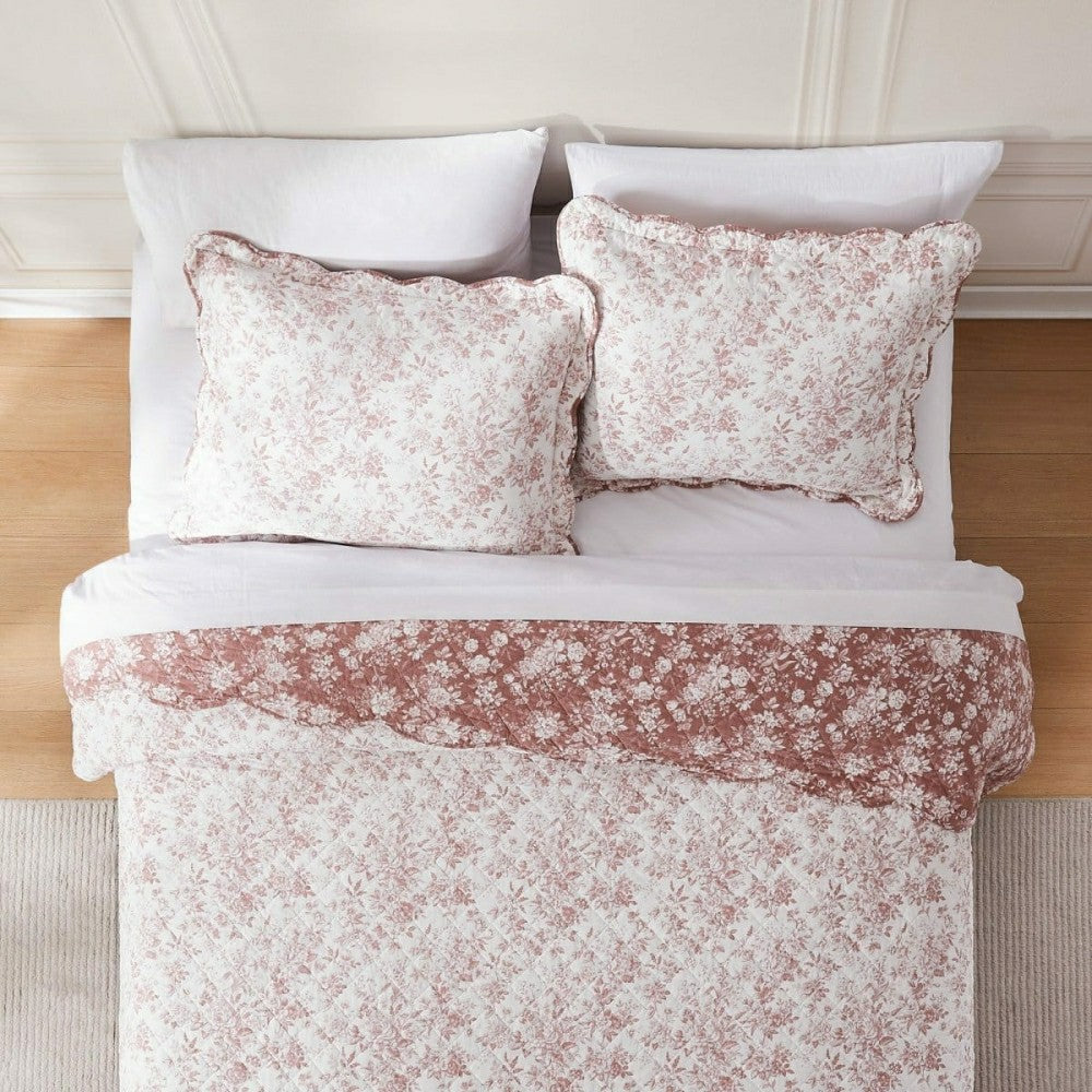 Peony Toile Reversible Cotton Quilt Set | Plow & Hearth