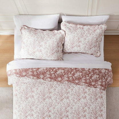 Peony Toile Reversible Cotton Quilt Set | Plow & Hearth