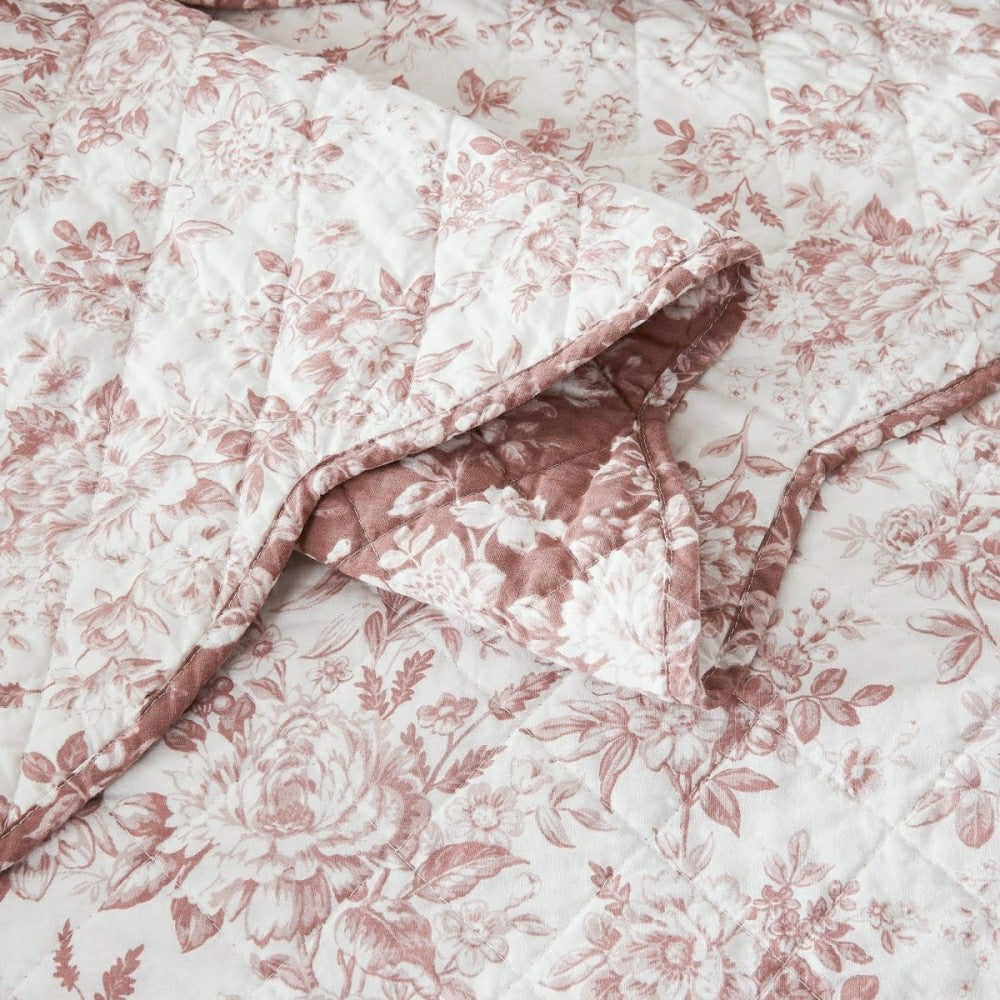 Peony Toile Reversible Cotton Quilt Set | Plow & Hearth