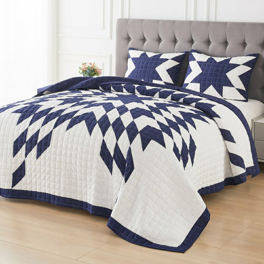 Star Patch Patchwork Cotton Quilt Set | Plow & Hearth