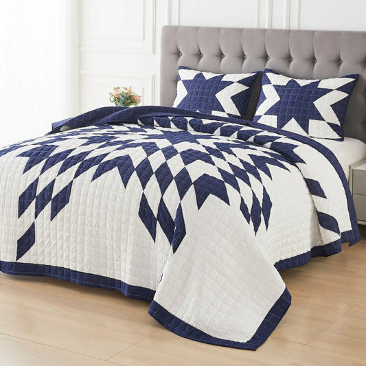 Star Patch Patchwork Cotton Quilt Set | Plow & Hearth