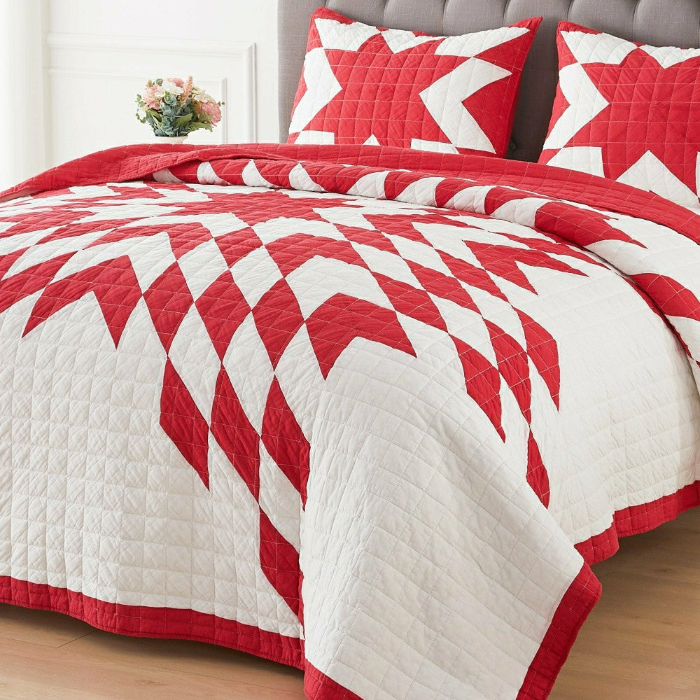 Star Patch Patchwork Cotton Quilt Set | Plow & Hearth