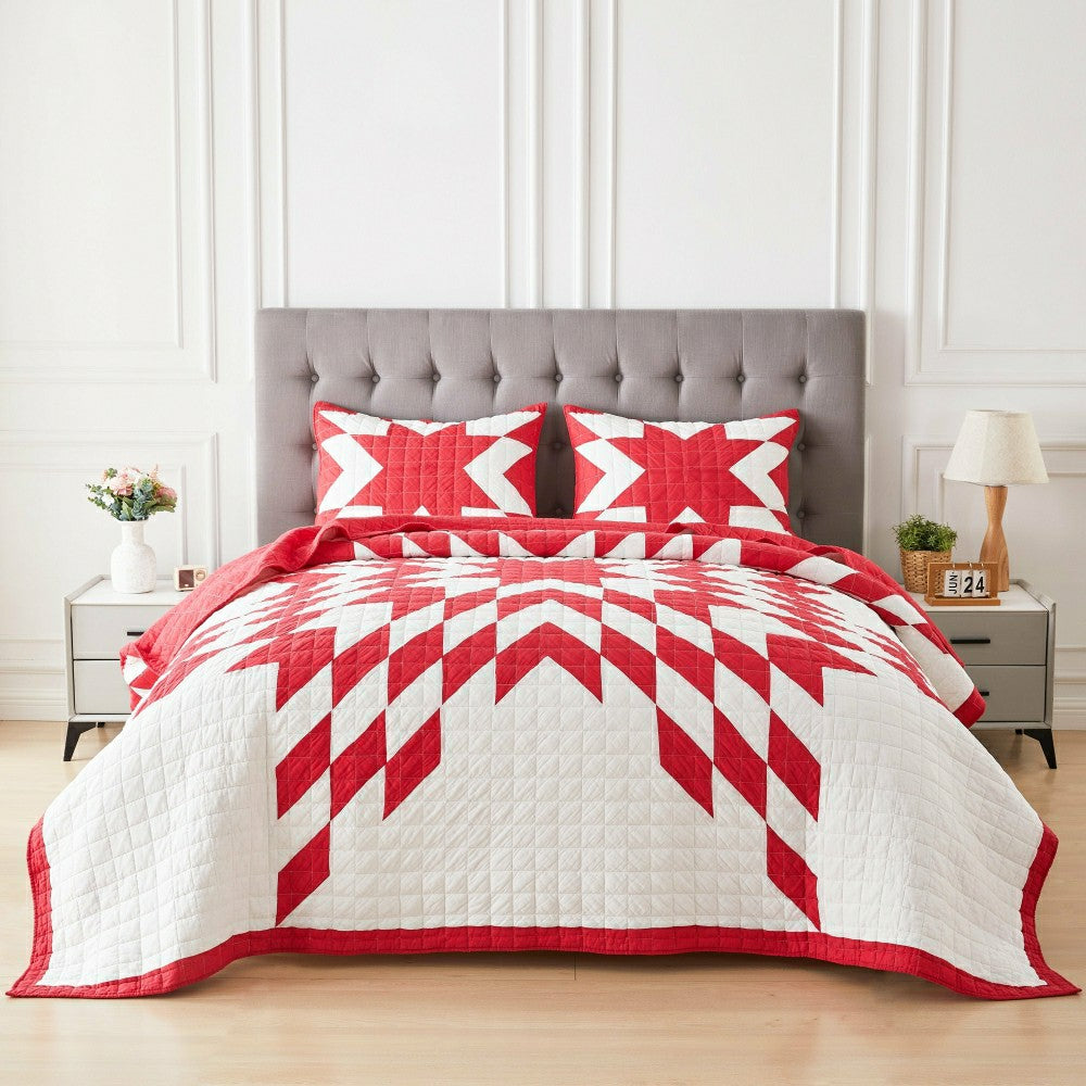 Star Patch Patchwork Cotton Quilt Set | Plow & Hearth