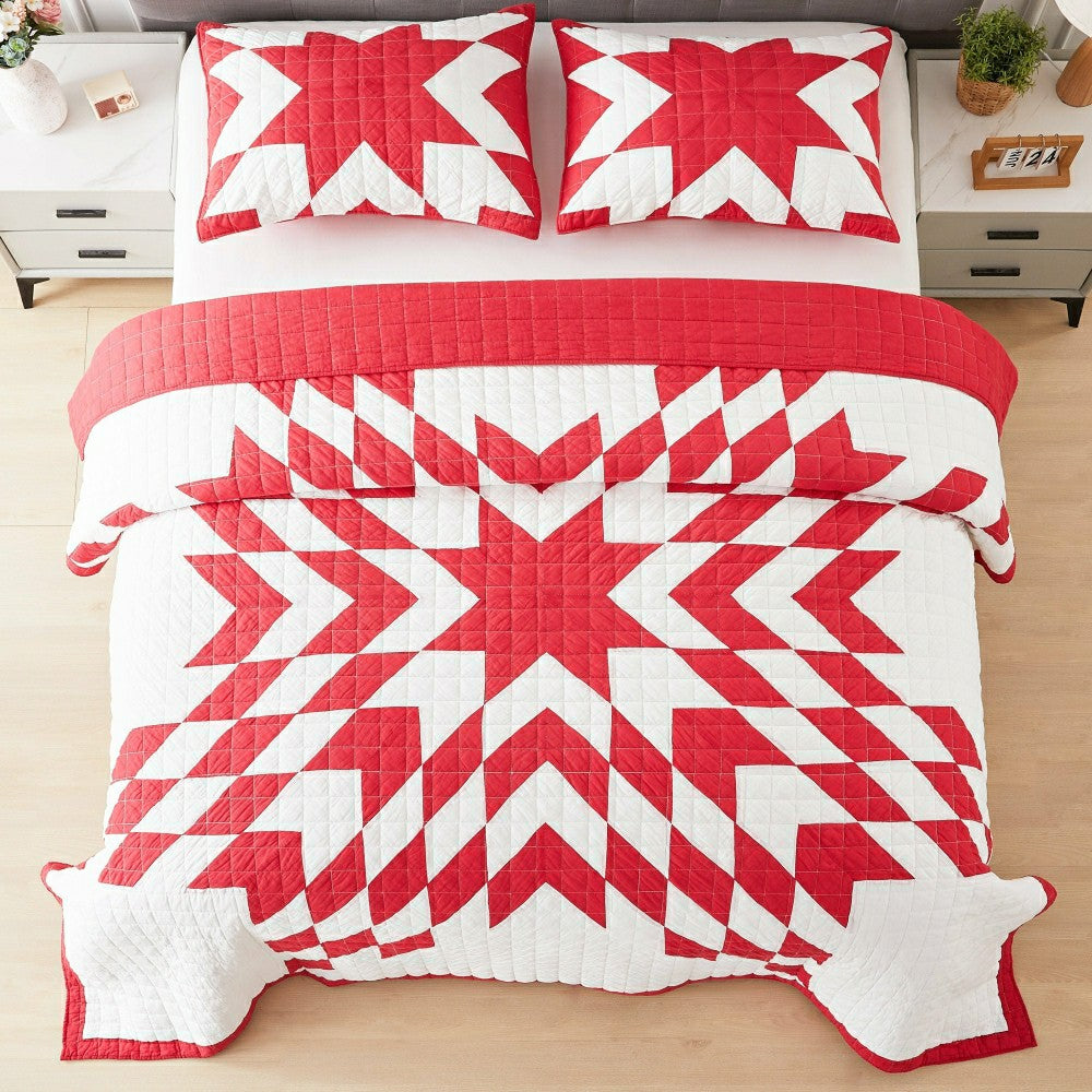 Star Patch Patchwork Cotton Quilt Set | Plow & Hearth