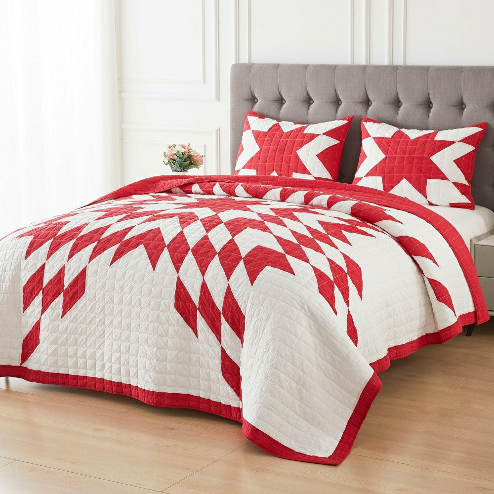 Star Patch Patchwork Cotton Quilt Set | Plow & Hearth