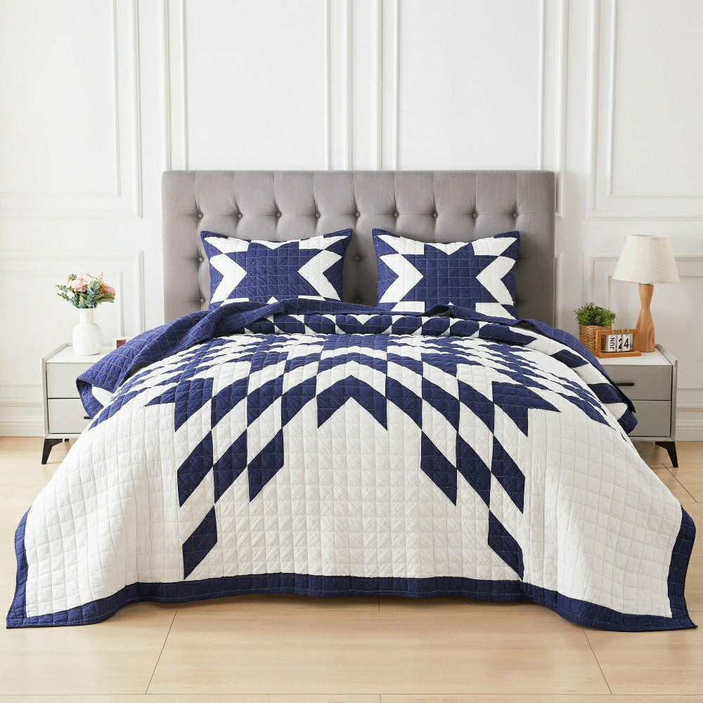 Star Patch Patchwork Cotton Quilt Set | Plow & Hearth