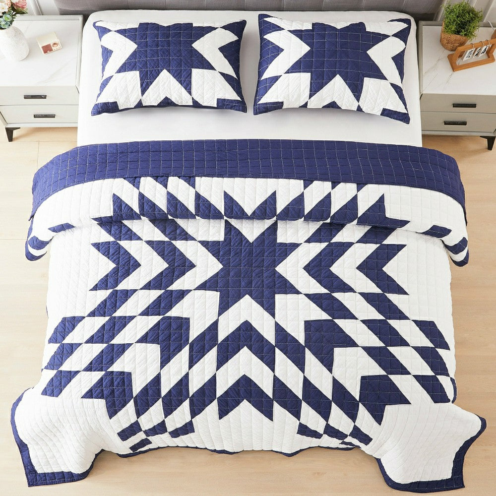 Star Patch Patchwork Cotton Quilt Set | Plow & Hearth