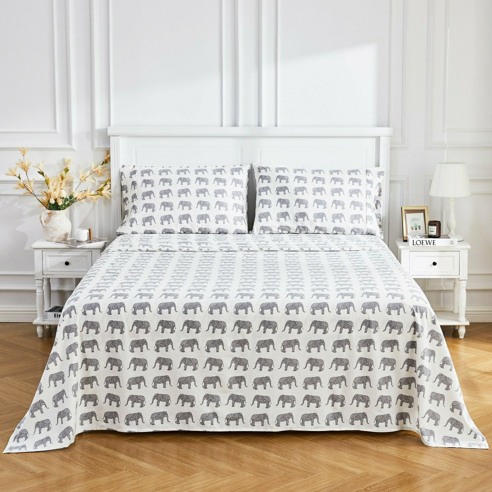 Elephants Flannel Sheet Set | Plow & Hearth