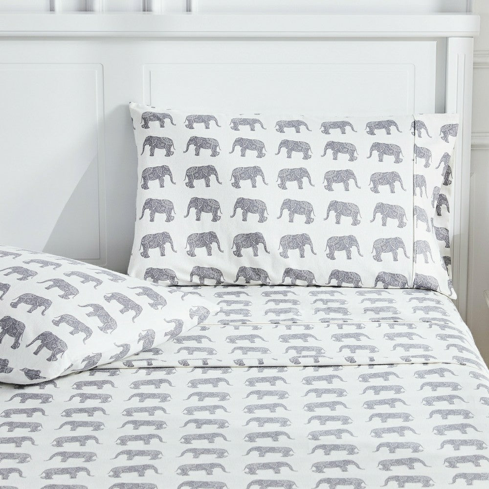 Elephants Flannel Sheet Set | Plow & Hearth