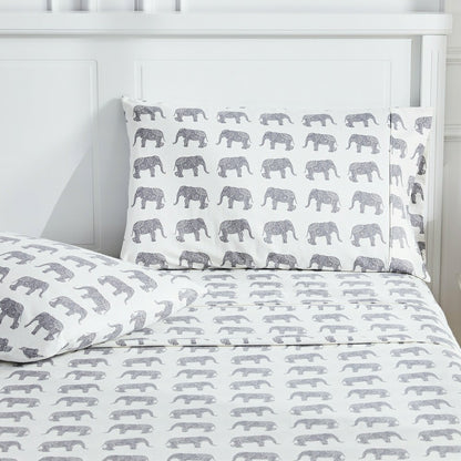 Elephants Flannel Sheet Set | Plow & Hearth