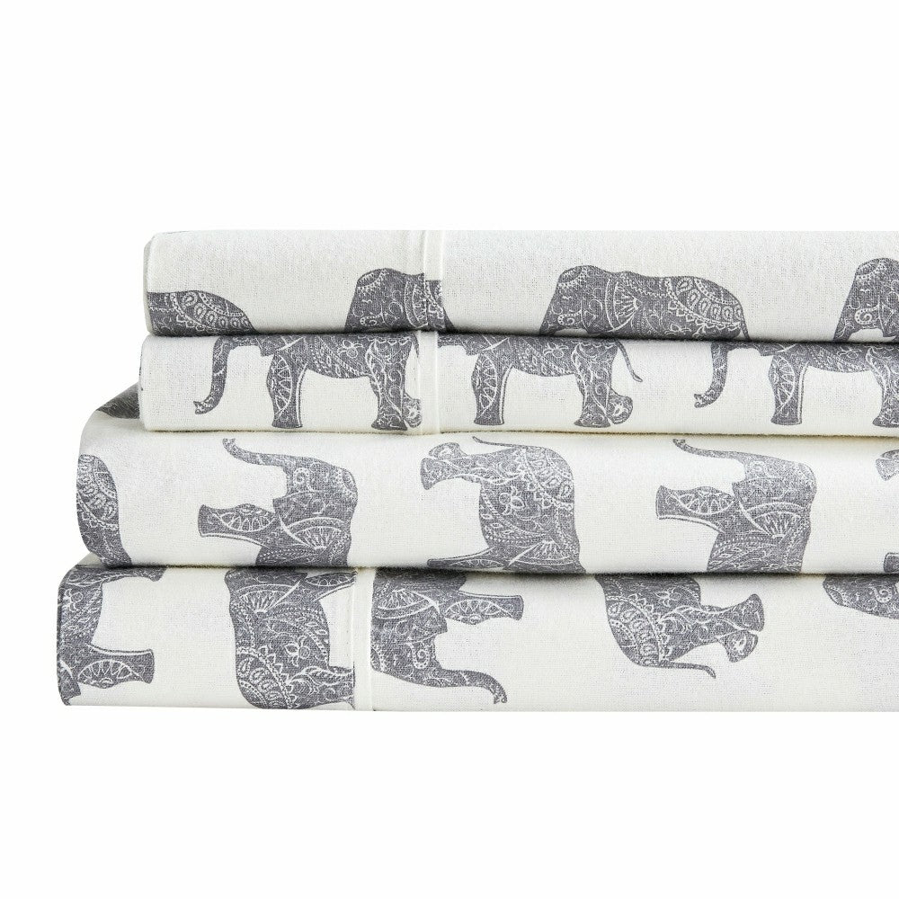 Elephants Flannel Sheet Set | Plow & Hearth