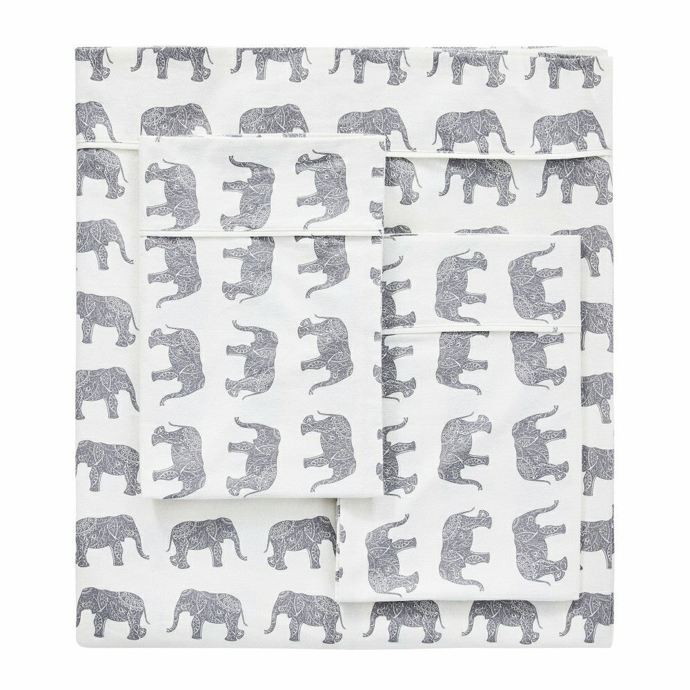 Elephants Flannel Sheet Set | Plow & Hearth