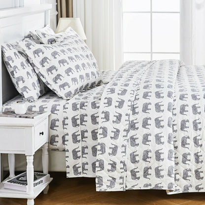 Elephants Cotton Flannel Quilt Set | Plow & Hearth