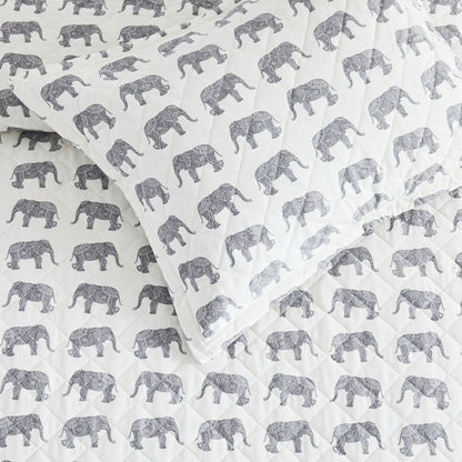 Elephants Cotton Flannel Quilt Set | Plow & Hearth