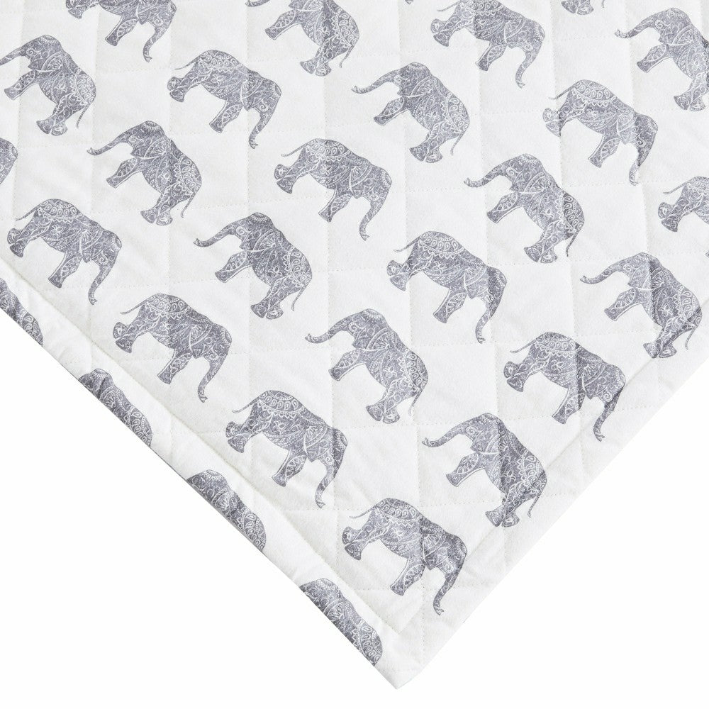 Elephants Cotton Flannel Quilt Set | Plow & Hearth