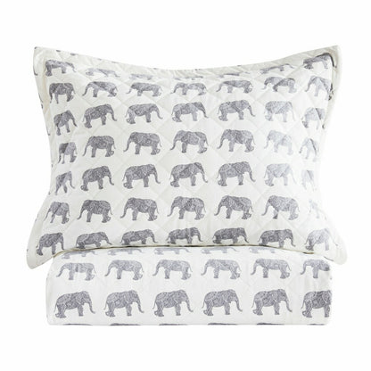 Elephants Cotton Flannel Quilt Set | Plow & Hearth