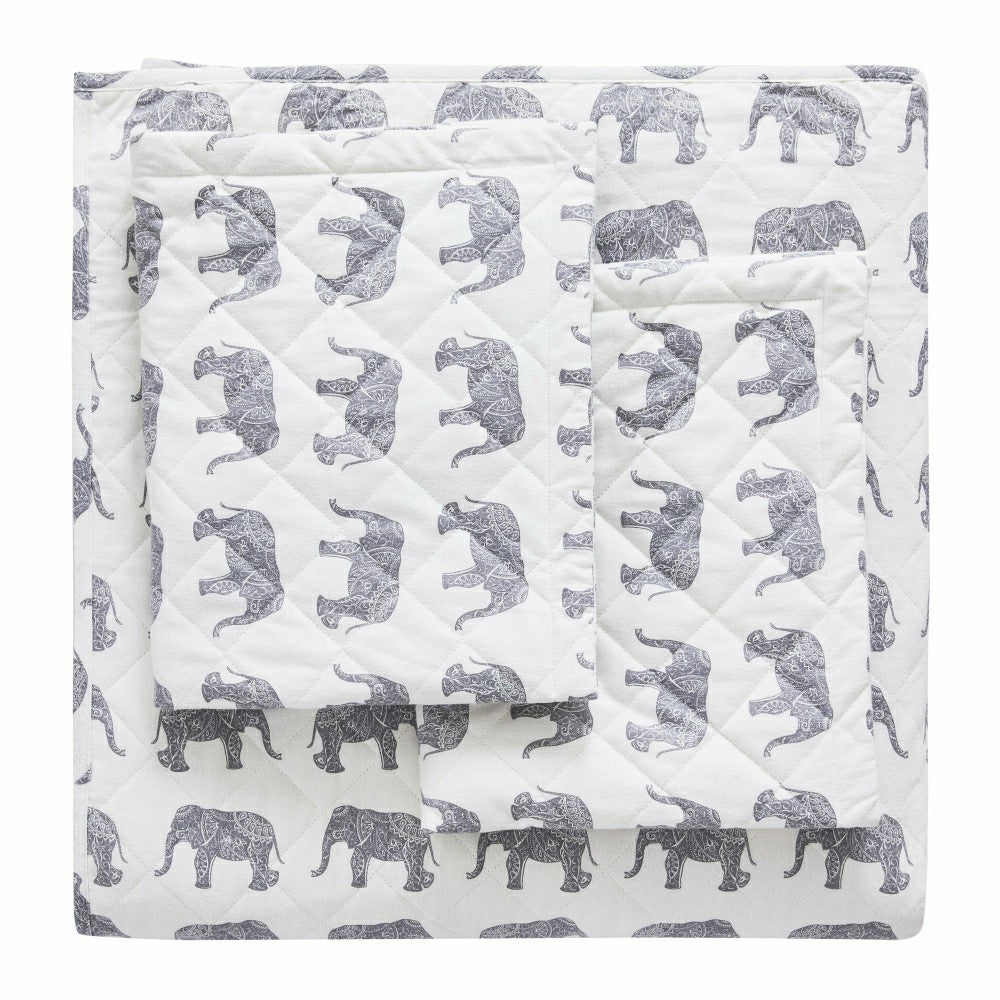 Elephants Cotton Flannel Quilt Set | Plow & Hearth