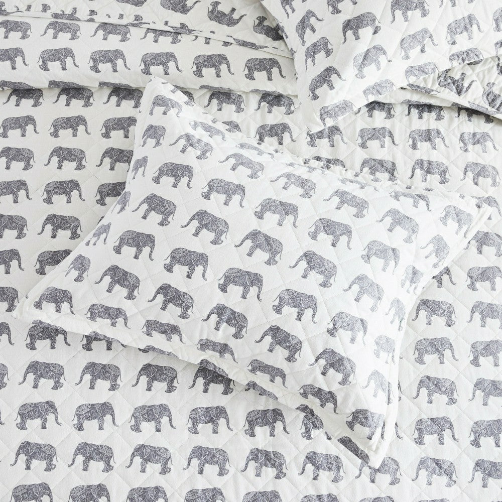 Elephants Cotton Flannel Quilt Set | Plow & Hearth