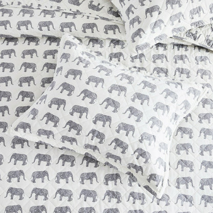 Elephants Cotton Flannel Quilt Set | Plow & Hearth