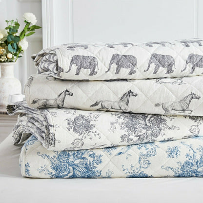 Elephants Cotton Flannel Quilt Set | Plow & Hearth
