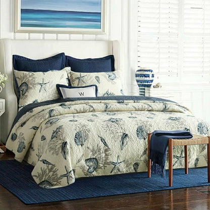 Queen size 100-Percent Cotton 3-Piece Bedspread Quilt Set Ocean Beach  | Plow & Hearth