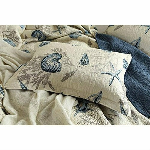 Queen size 100-Percent Cotton 3-Piece Bedspread Quilt Set Ocean Beach  | Plow & Hearth