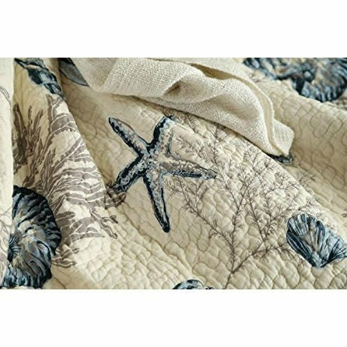 Queen size 100-Percent Cotton 3-Piece Bedspread Quilt Set Ocean Beach  | Plow & Hearth