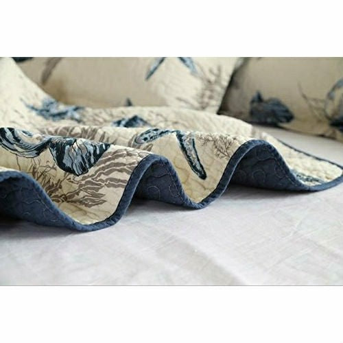 Queen size 100-Percent Cotton 3-Piece Bedspread Quilt Set Ocean Beach  | Plow & Hearth