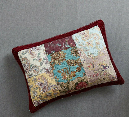 Bohemian Burgundy Paisley Patchwork Cotton Bedspread Set | Plow & Hearth