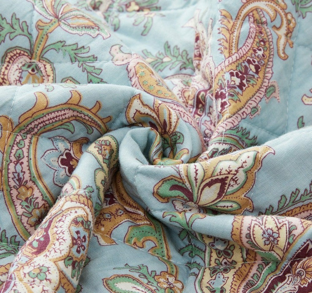 Bohemian Burgundy Paisley Patchwork Cotton Bedspread Set | Plow & Hearth