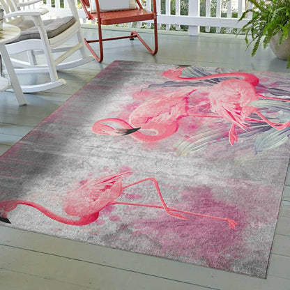 Tropical Flamingos Polyester Area Rug | Plow & Hearth