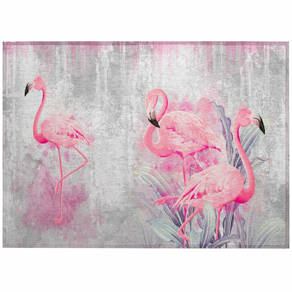Tropical Flamingos Polyester Area Rug | Plow & Hearth