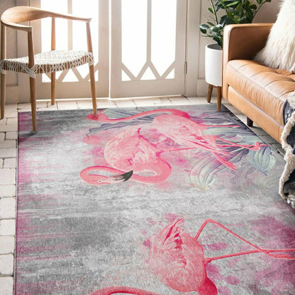 Tropical Flamingos Polyester Area Rug | Plow & Hearth