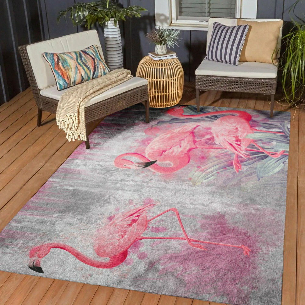 Tropical Flamingos Polyester Area Rug | Plow & Hearth