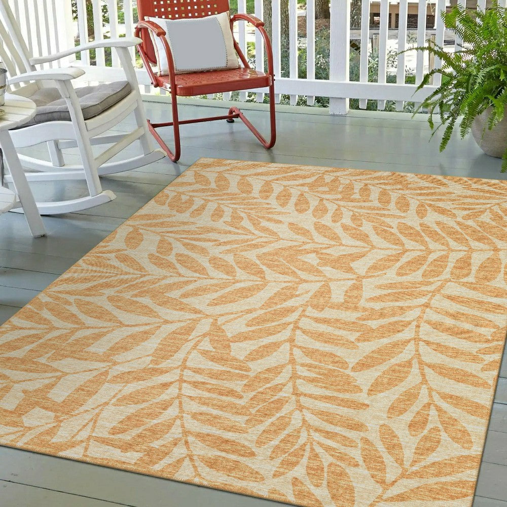 Sedona Leaf Patterned Polyester Area Rug | Plow & Hearth