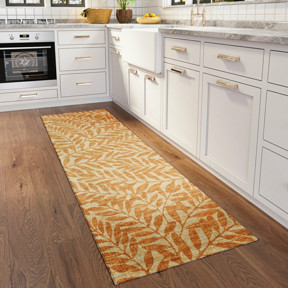 Sedona Leaf Patterned Polyester Area Rug | Plow & Hearth