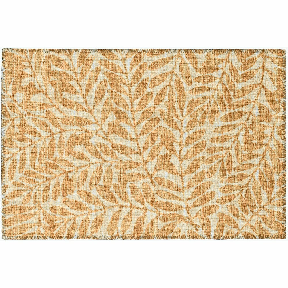 Sedona Leaf Patterned Polyester Area Rug | Plow & Hearth