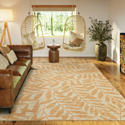 Sedona Leaf Patterned Polyester Area Rug | Plow & Hearth