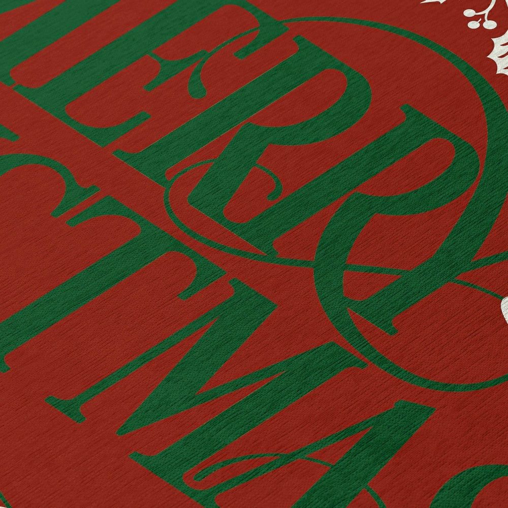Wonderland Merry Christmas Red Polyester Area Rug | Plow & Hearth
