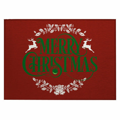Wonderland Merry Christmas Red Polyester Area Rug | Plow & Hearth