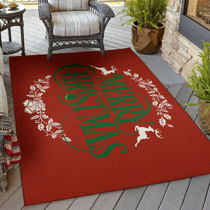 Wonderland Merry Christmas Red Polyester Area Rug | Plow & Hearth